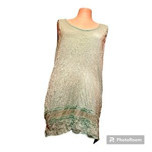 French Laundry women’s mint green 1X sleeveless tunic with lace hem